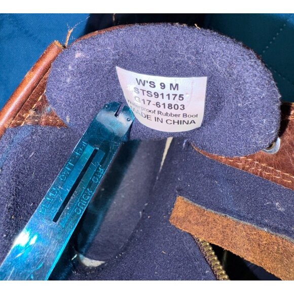 Sperry Saltwater Duck Boots Women's Size 9M Brown Leather Navy Rubber Rain - Picture 11 of 12